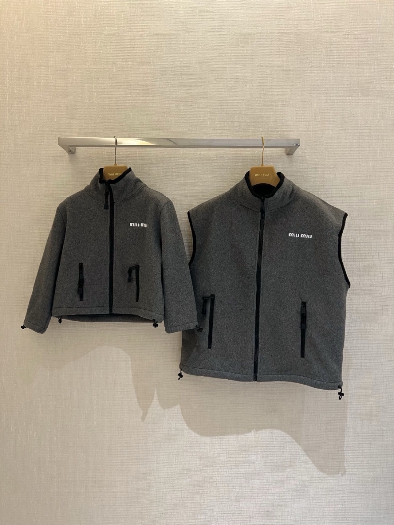 Miu Miu Retro Chic Cropped Jacket with Embroidered Logo