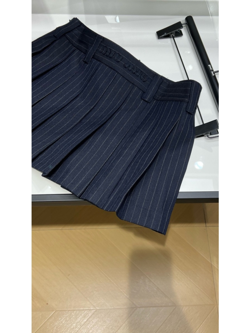 Miu Miu Pinstripe Wool Pleated Skirt Set