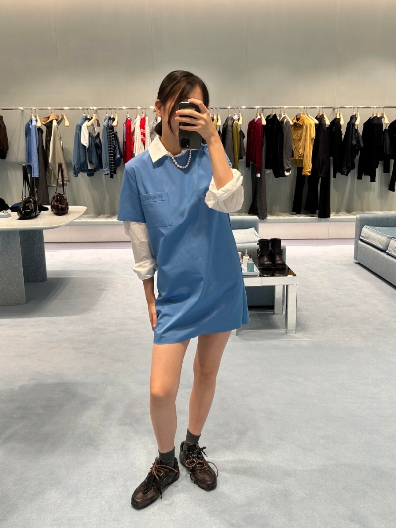 Miu Miu Fall/Winter 24 Embroidered Pocket Cotton Dress