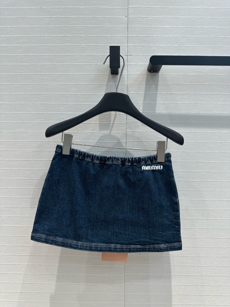 Miu Miu Denim Drawstring Mini Skirt