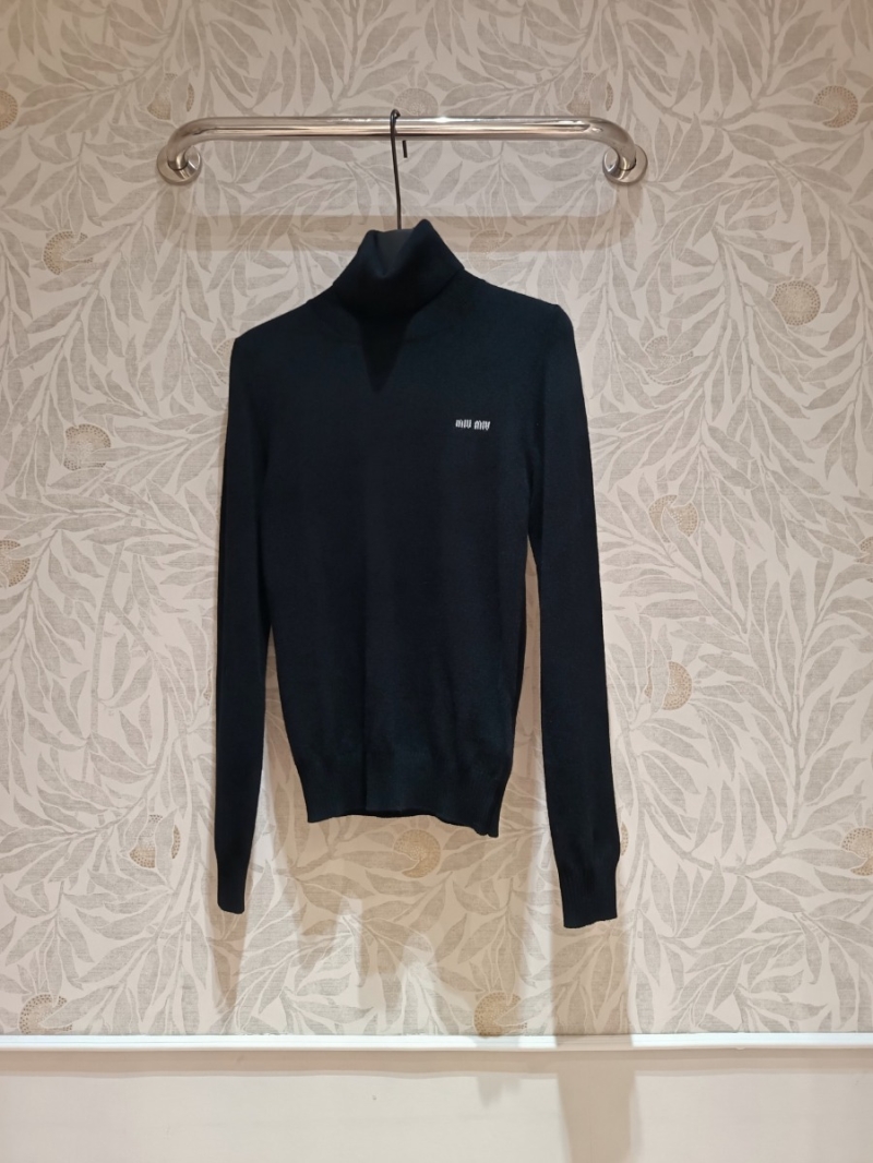 Miu Miu Black Turtleneck Cashmere Sweater - Black