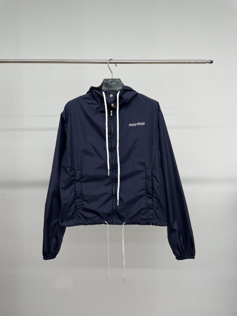 Miu Miu 24FW Trendy Drawstring Hooded Jacket