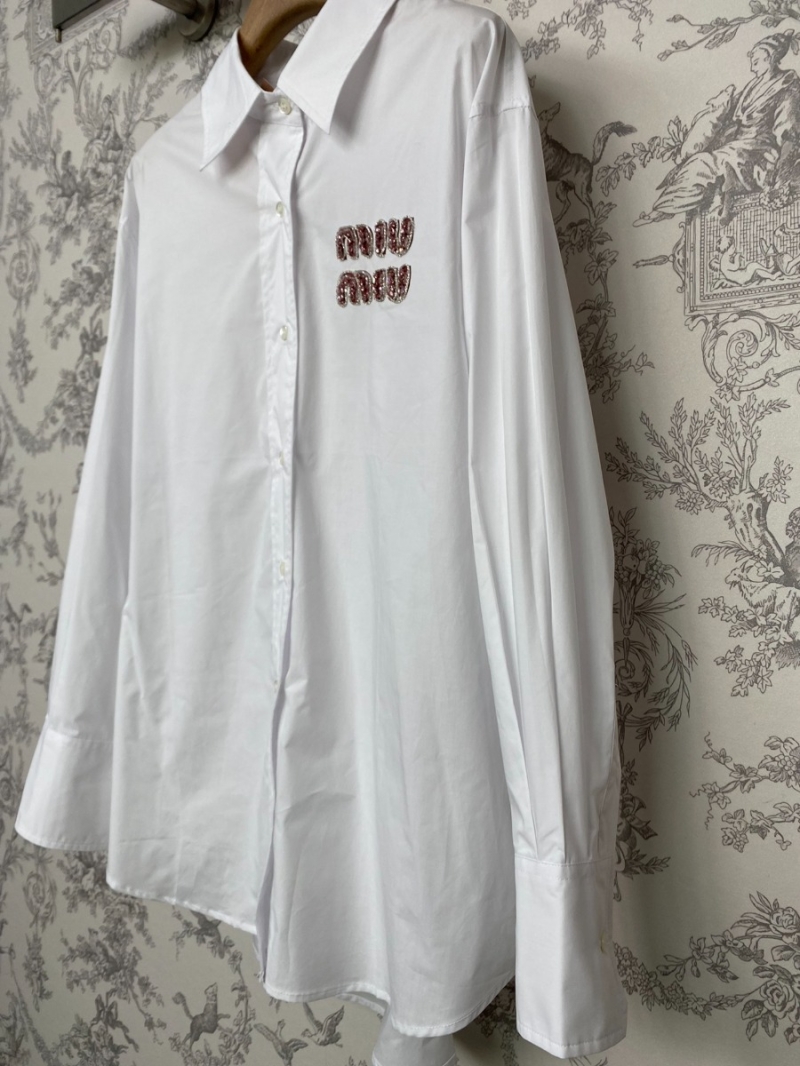 Miu Miu 2024 Early Spring Mid-Length Embellished Cotton Shirt