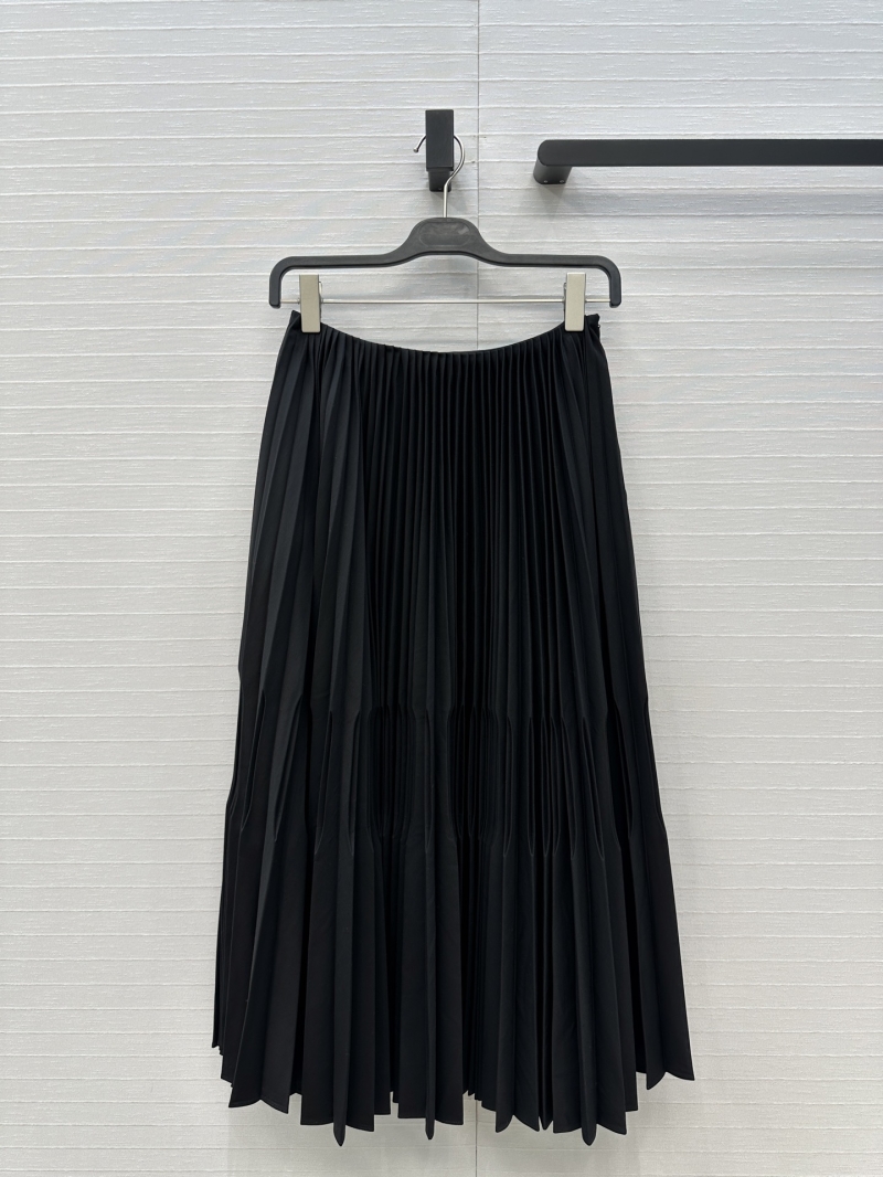 Alaia Sculptural Pleated Midi Skirt in Black – Exclusive Double-Layered Concave Pleating, Low-Rise A-Line