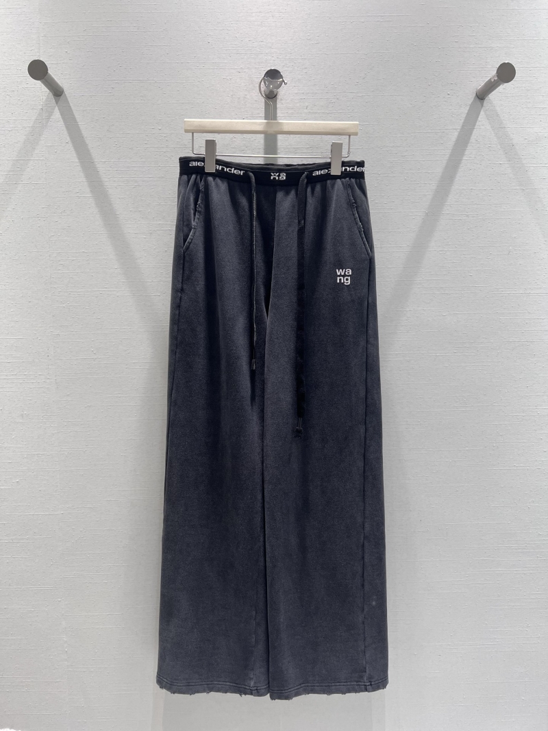 Alexander Wang Signature Wide-Leg Lounge Trousers | Washed Charcoal, Distressed Hem, Luxe Streetwear
