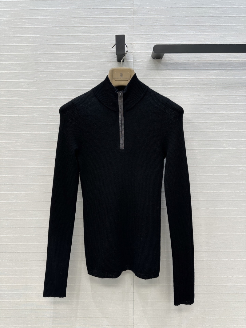 Brunello Cucinelli Cashmere-Blend Half-Zip Turtleneck Sweater - Slim-Fit, Black, Old Money Style