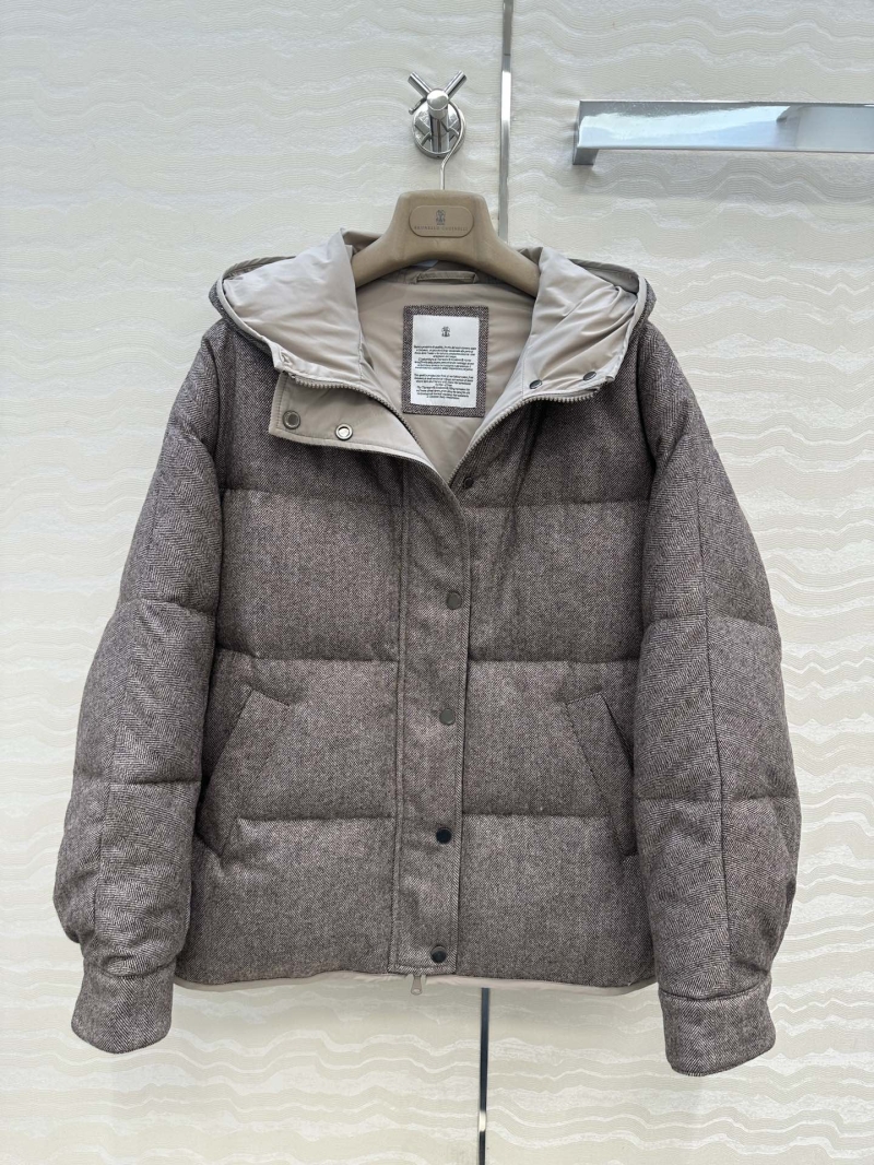 Brunello Cucinelli Wool & Goose Down Puffer Coat | Old Money Style | Fishbone Weave, Italian Hardware, Slim H-Line