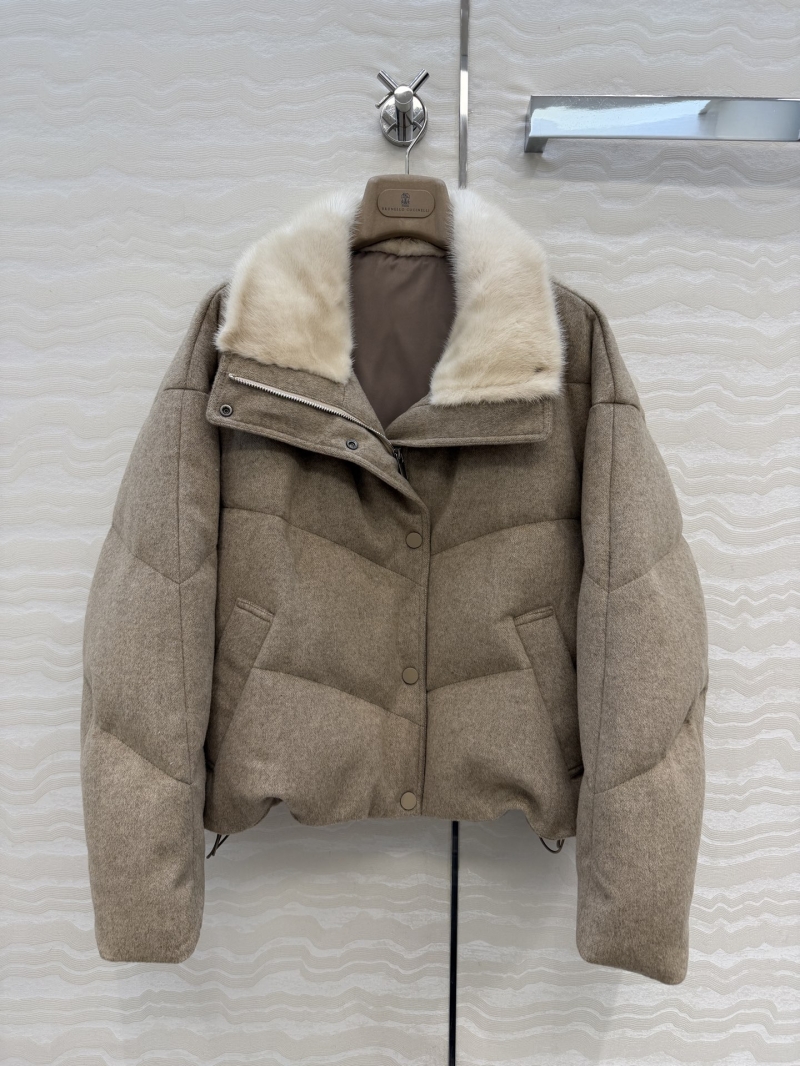 Brunello Cucinelli Water Mink Collar Down Jacket | Natural Fur, Cashmere Blend, Goose Down Fill | Luxury Outerwear