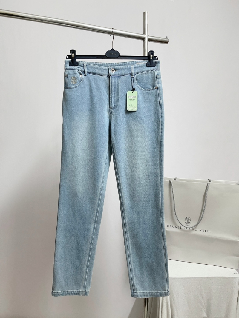 Brunello Cucinelli Men"s Light Blue Classic Five-Pocket Jeans - Straight Leg, Artisan Wash, Luxe Denim