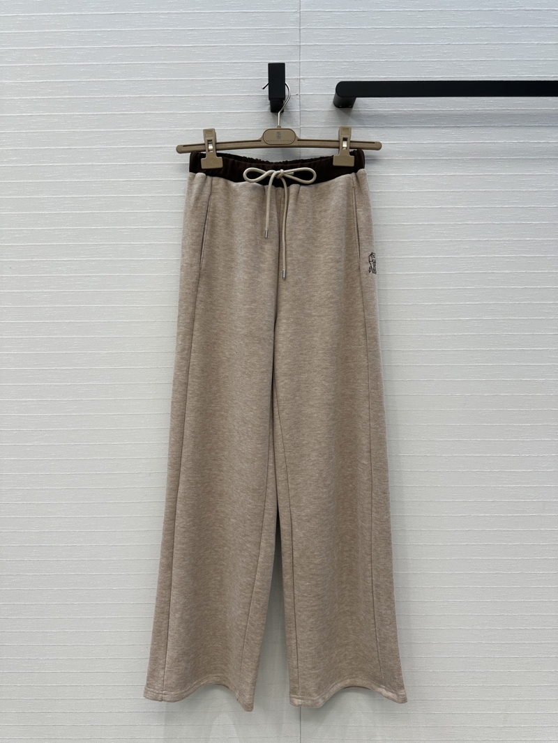 Brunello Cucinelli New Wool-Cotton Blend Color-Block Casual Pants