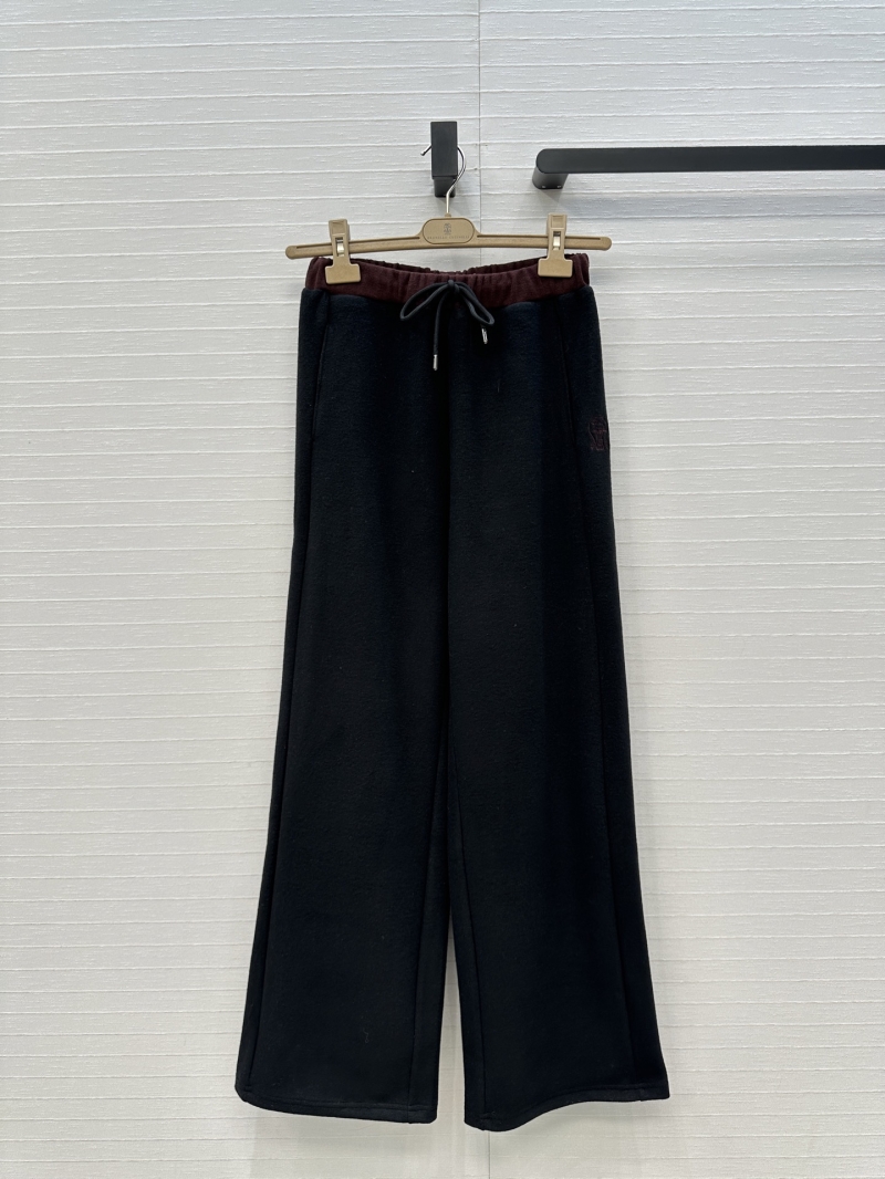 Brunello Cucinelli New Wool & Cotton Blend Straight-Leg Pants - Color-Block Detail