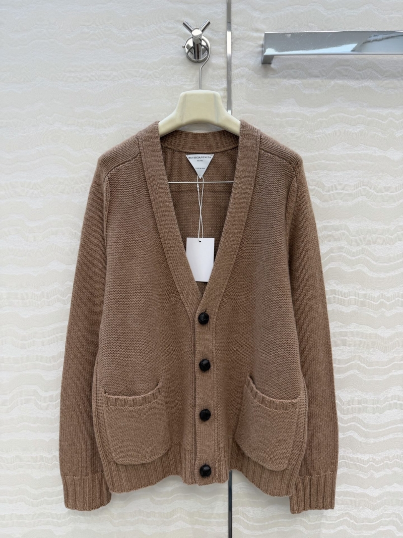 Bottega Veneta-Inspired Opulent 100% Imported Wool V-Neck Cardigan in Classic Camel