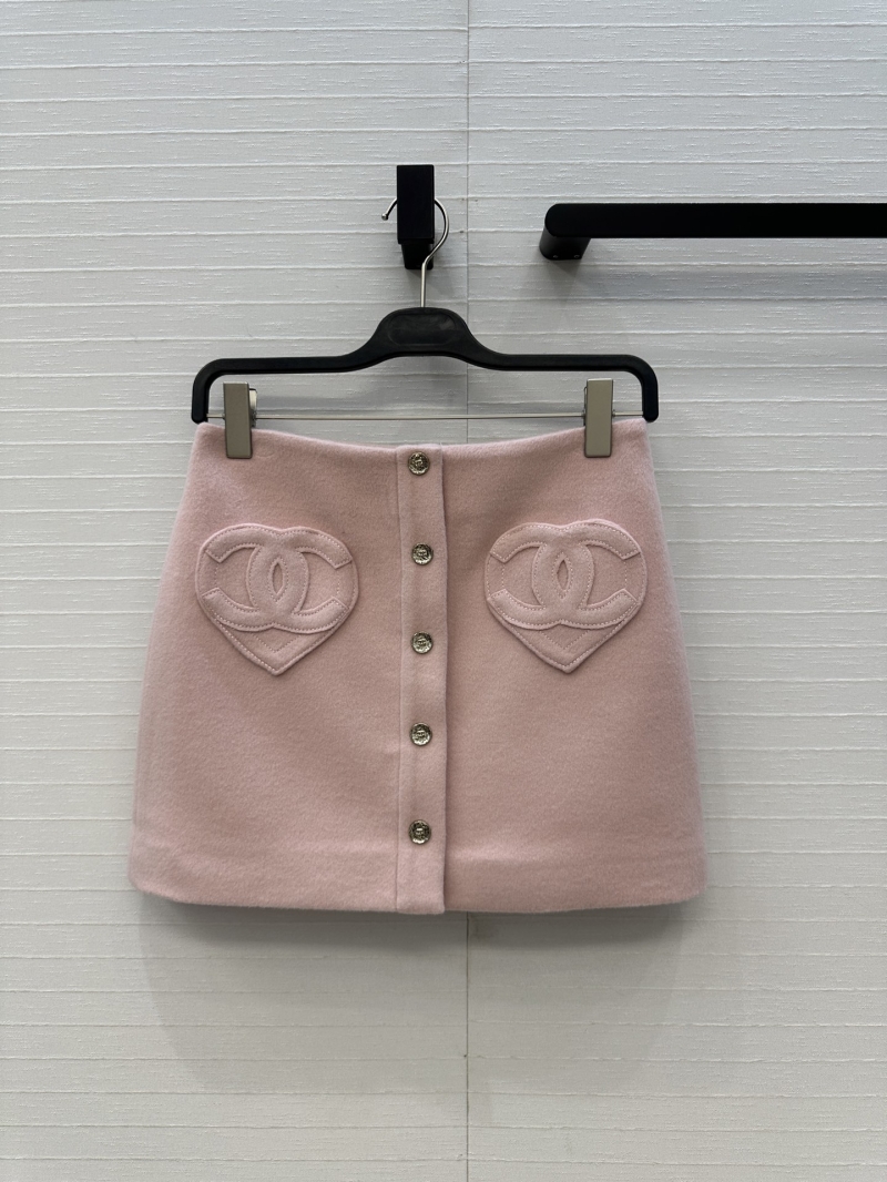 Chanel 100% Wool A-Line Mini Skirt with Heart CC Pocket