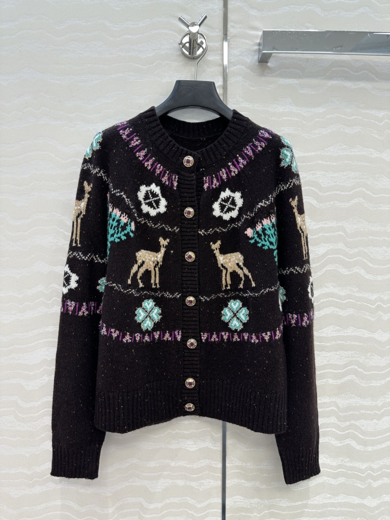 Chanel Limited Edition 25N Coconeige Ski Collection Cardigan – Deep Purple – Custom Wool Yarn – Fair Isle Knit