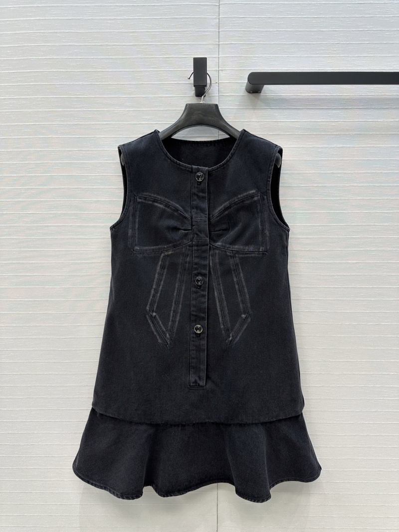 Chanel Black Denim Vest Dress - Coco Girl Bow Collection with Vintage Washed Fabric and Camellia Lining