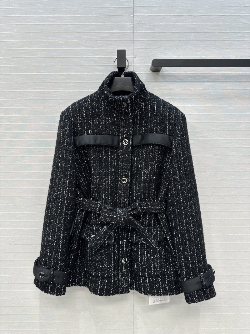 Chanel Limited Edition Coco 25K Tweed Coat in Black & White Woven Tweed with 100% Silk Lining