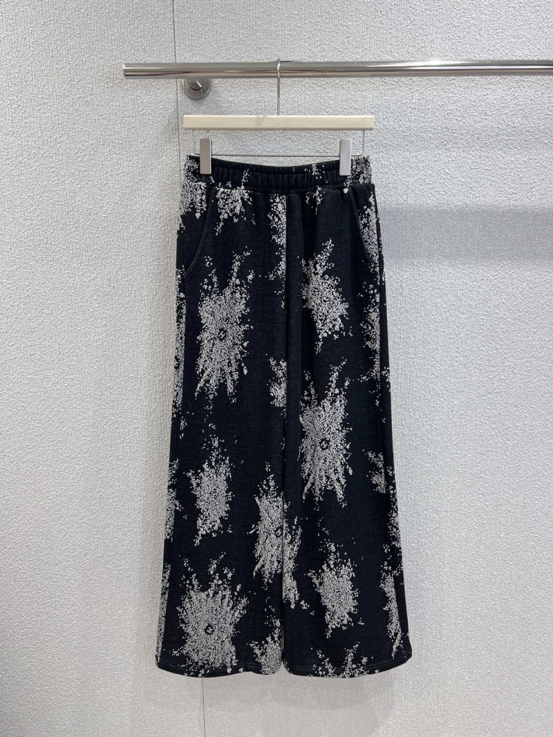 Chanel 25B Haute Main Wide-Leg Pants in Black and White Firework Print | Elastic Waist, Relaxed Fit