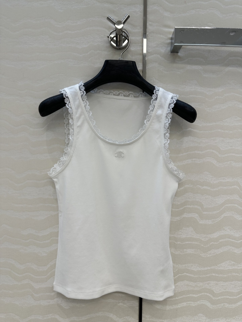 Celine Ribbed Lace-Trimmed Camisole Top – Spring Collection Essential