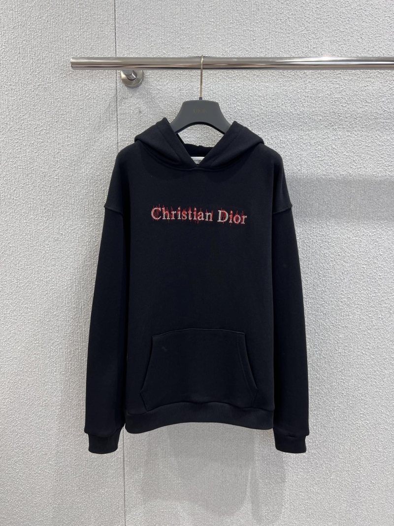 Dior 25FW Autumn Winter Embroidered Logo Hooded Sweatshirt Black