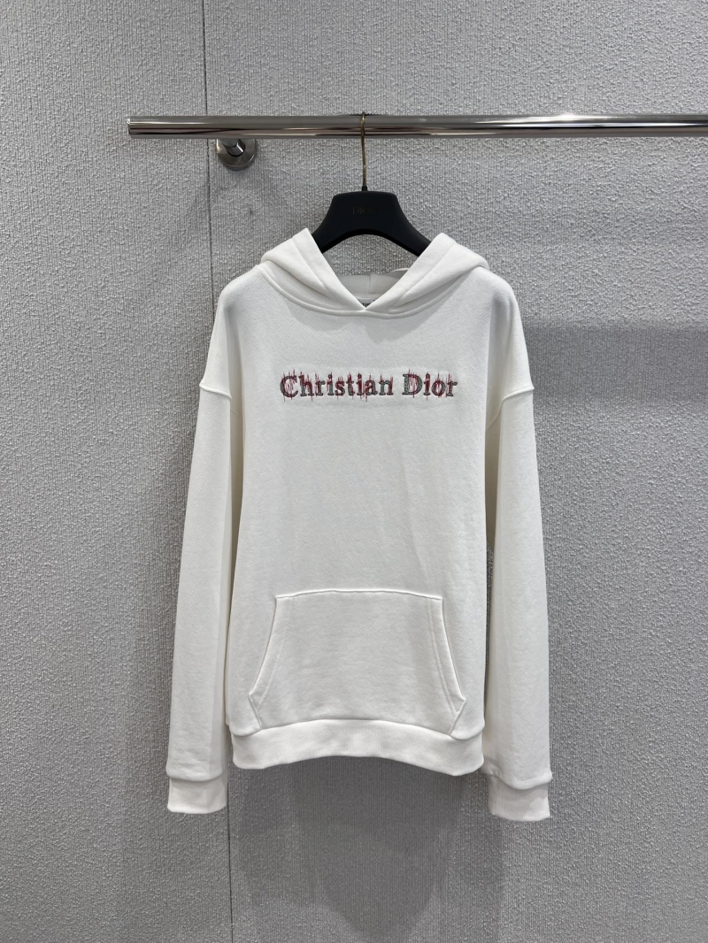 Dior Christian Dior Embroidered Hooded Sweatshirt | White | Limited Edition Drop Shoulder Fit | Fleece-Lined Warmth