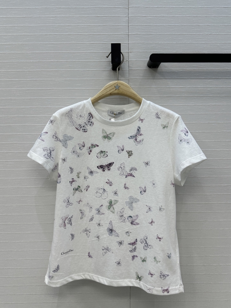 Dior Exquisite Cotton-Linen Blend T-Shirt | Butterfly Iris Print | Couture-Inspired Resort Collection