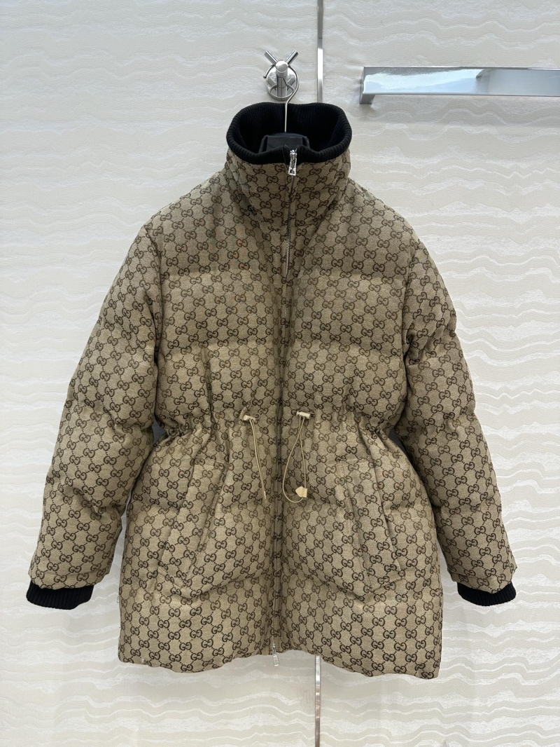 Gucci GG Monogram Puffer Jacket with Jacquard Canvas and Adjustable Waist
