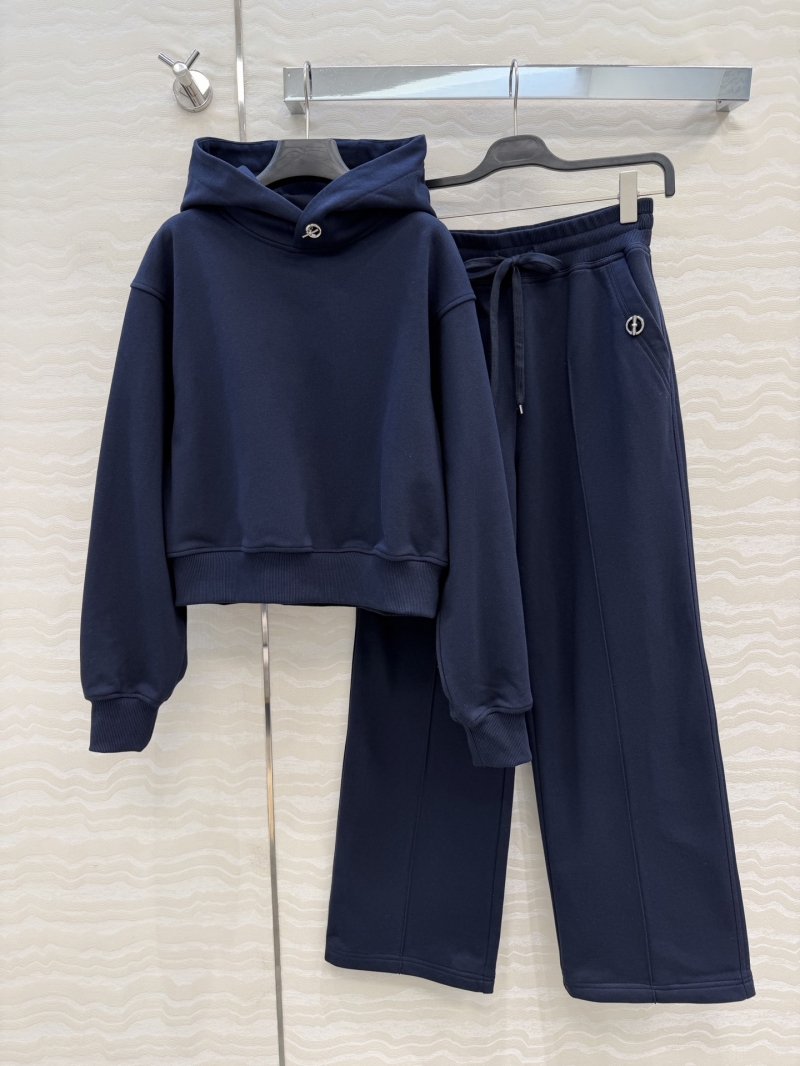 Hermès Elevated Jersey Cotton Tracksuit Set in Navy Blue with Signature Metal Clasp