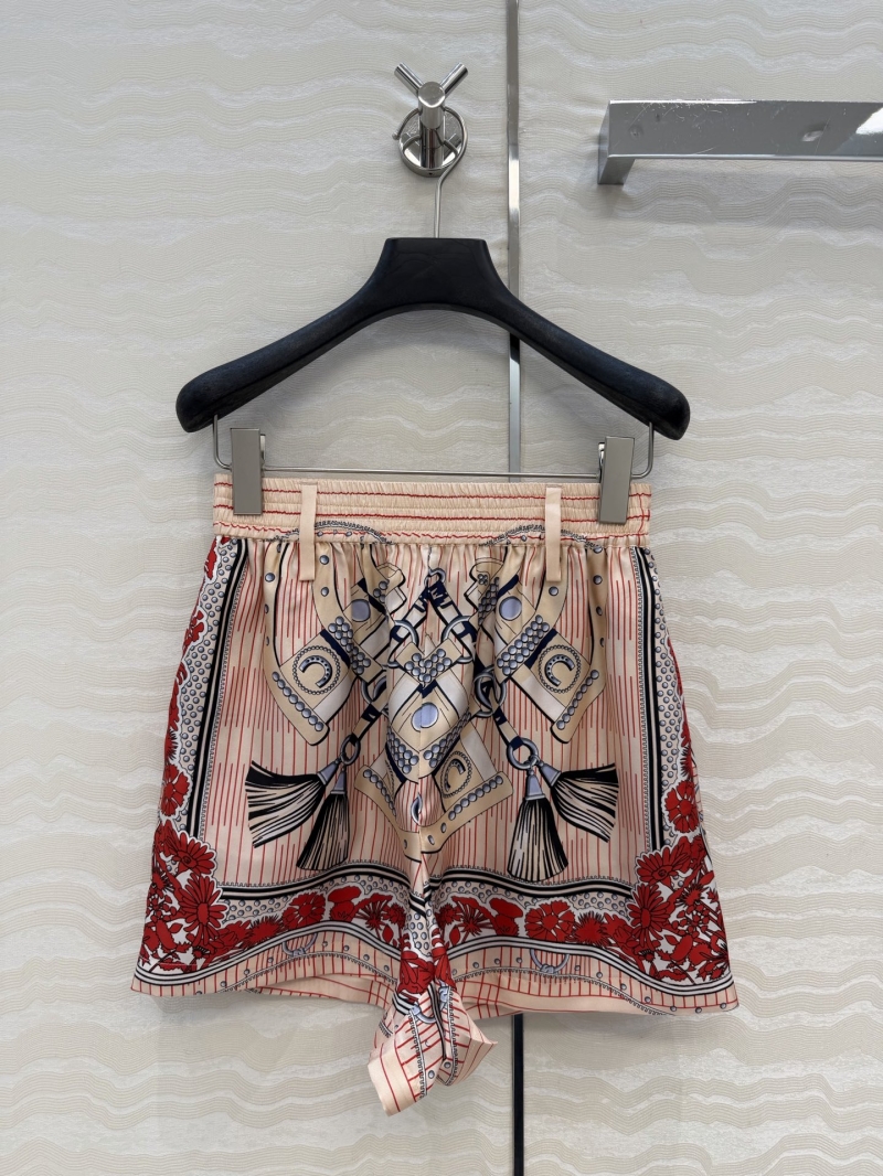 Hermès Opulent 100% Silk Twill Short Shorts | French Riviera Scroll Positional Print