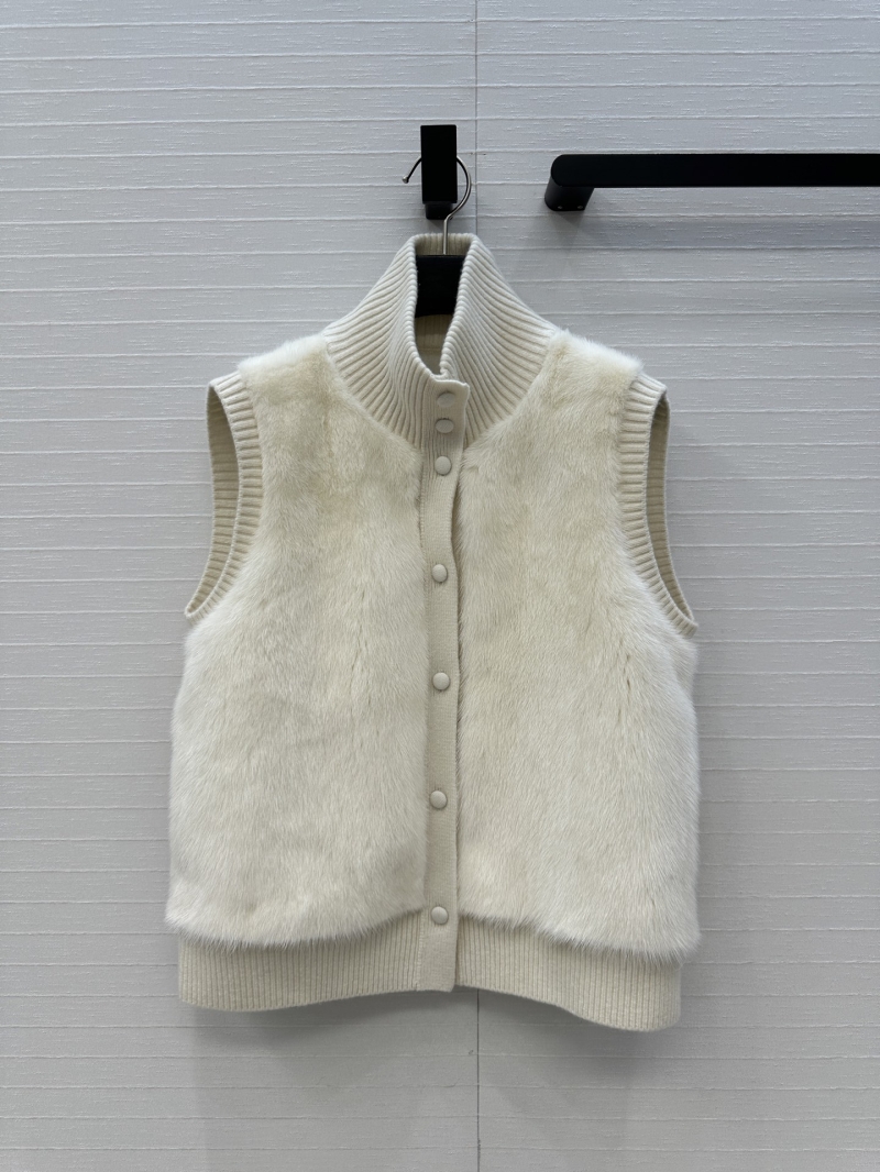 Loro Piana Silver-Blue Mink Fur & Cashmere Knit Vest – H-Silhouette, Artisan Crafted, Timeless Luxury