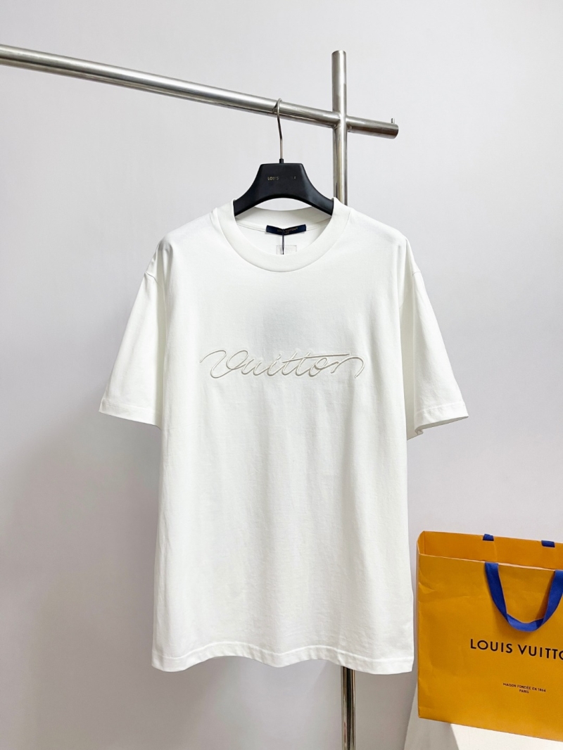 Louis Vuitton Oversized Cotton T-Shirt with Embroidered Vuitton Script in White