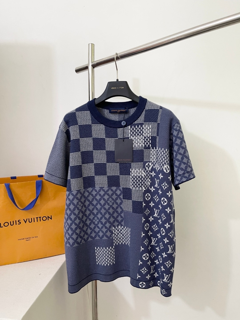 Louis Vuitton LV x Nigo Limited Edition Short-Sleeve T-Shirt in Navy Blue – Patchwork Design, Unisex Fit, 100% Cotton