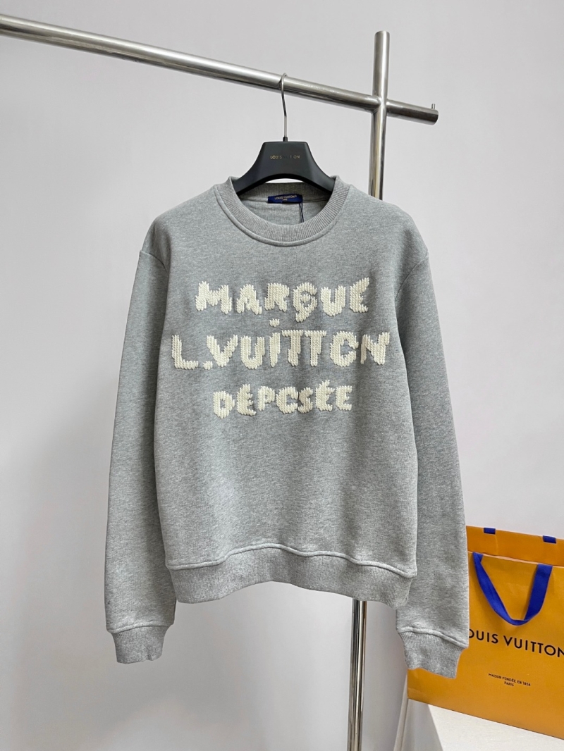 Louis Vuitton Limited Edition Lettering Jacquard Sweatshirt Unisex Relaxed Fit Light Heather Gray