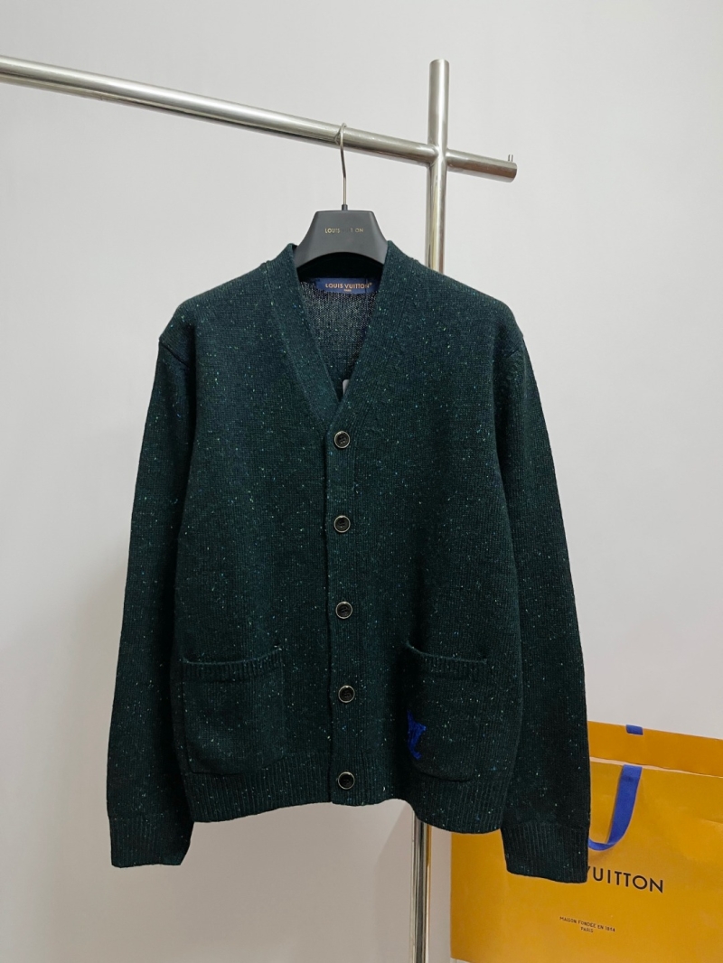 Louis Vuitton Limited Edition Starlight Speckled V-Neck Cardigan Sweater in Forest Green - Unisex Cashmere