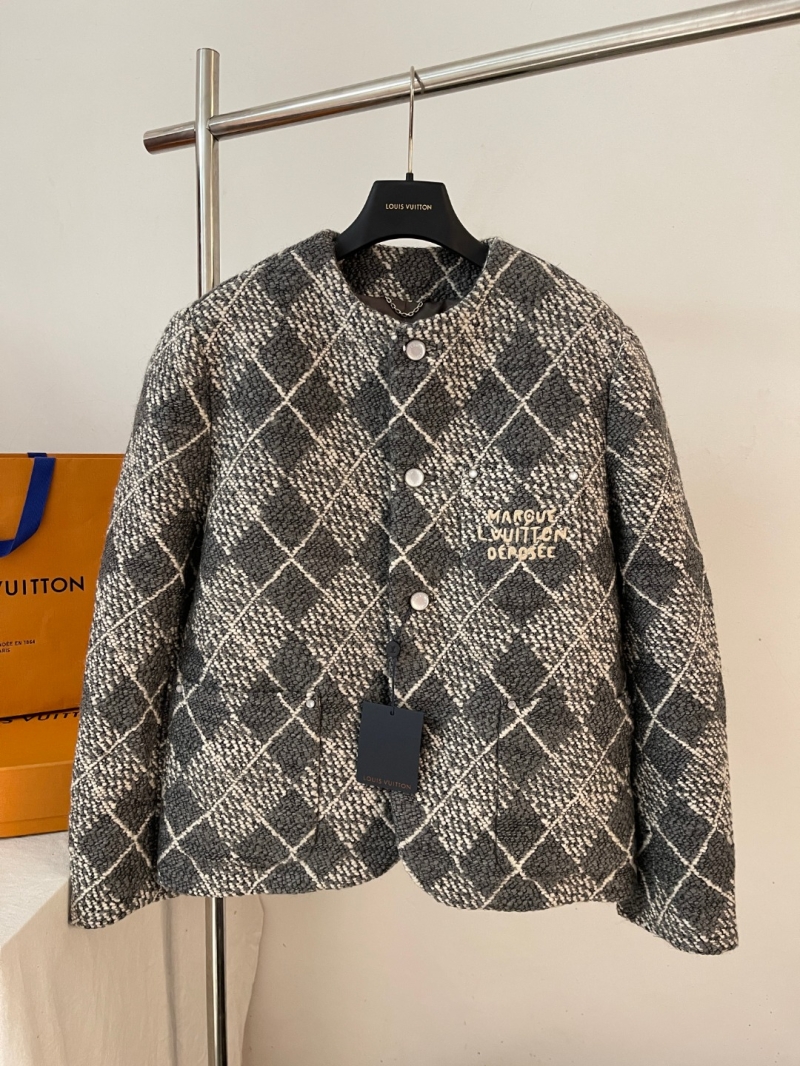 Louis Vuitton Limited Edition Tweed Jacket with Geometric Pattern, Black and Off-White Tweed, Silver-Tone Hardware