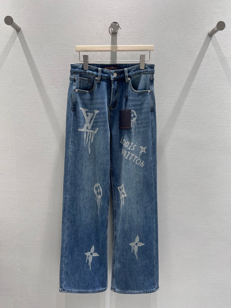 Louis Vuitton Graffiti Monogram Denim Jeans | Medium Blue Street Fit