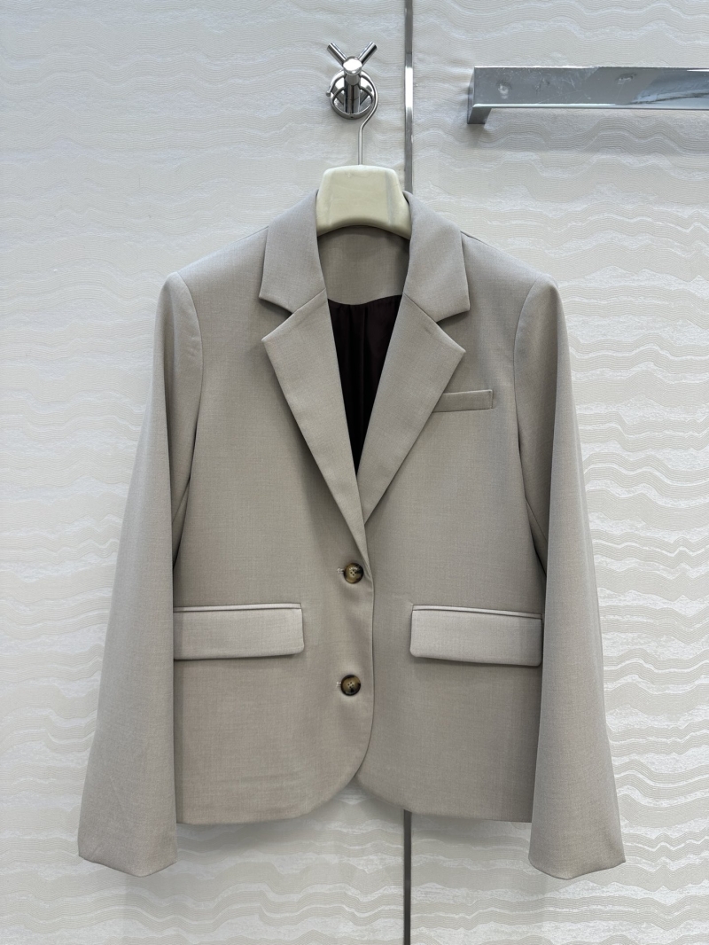Loewe Fine-Spun Twill Tailored Blazer Beige Signature Leather Buckle Back