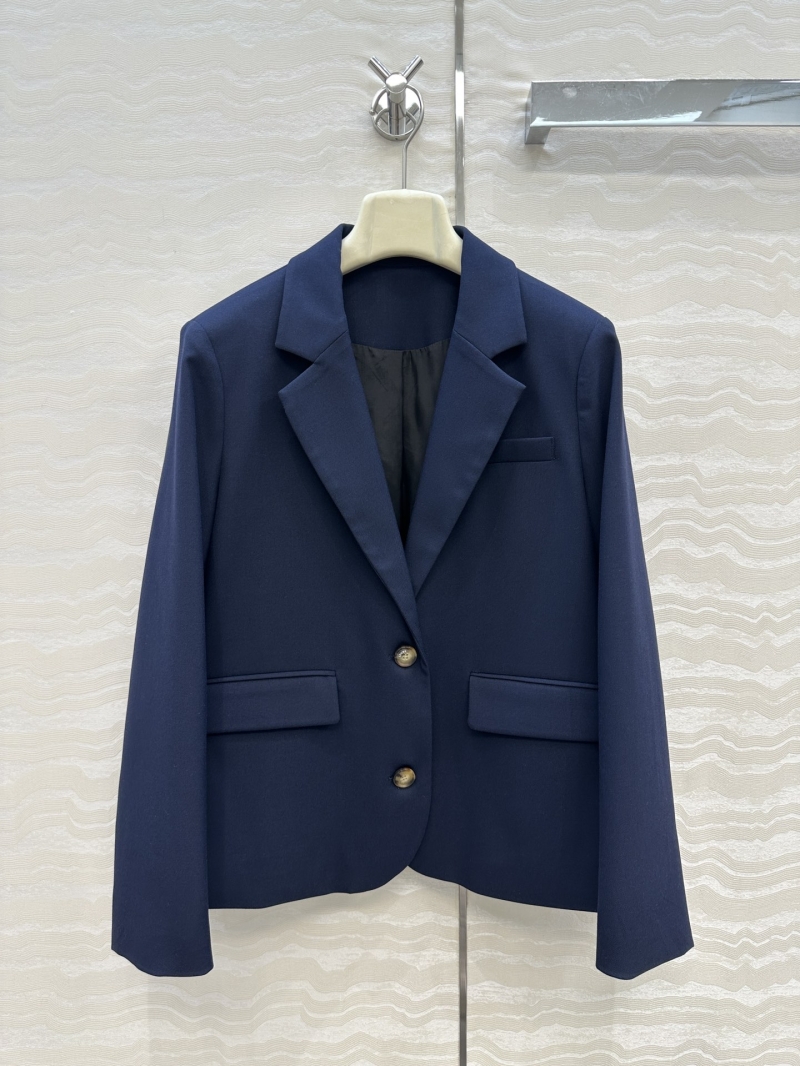 Loewe Navy Blue Fine Twill Suiting Blazer with Leather Buckle Detail