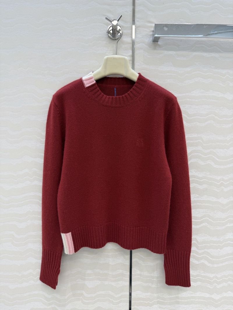 Loewe Imported Cashmere Swiss Cable Knit Sweater - Burgundy