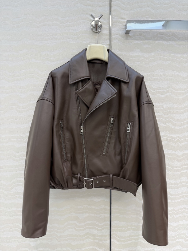 Loewe Sumptuous Lambskin Down Biker Jacket | Oversized Fit & Custom 3D Tailoring (Brown)