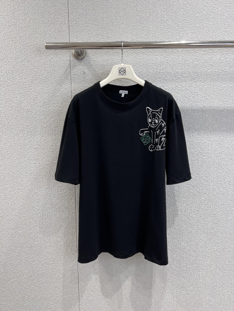 Loewe Exquisite Louis Wain Cat Embroidered T-Shirt in Opulent Black | Signature Anagram Detail, Relaxed Fit Designer Graphic Tee