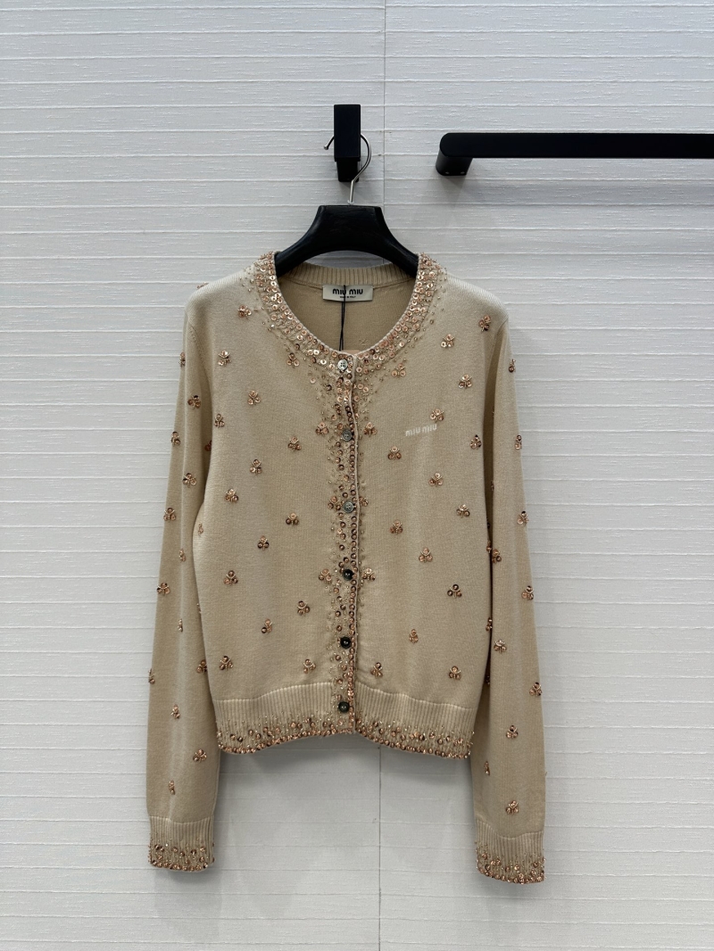 Miu Miu Beaded Floral Cashmere Cardigan - Hand-Embellished Vintage-Inspired Knitwear