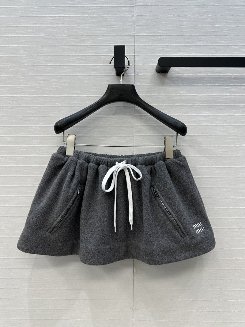 Miu Miu Grey Plush Space Velvet Fleece Bubble Mini Skirt