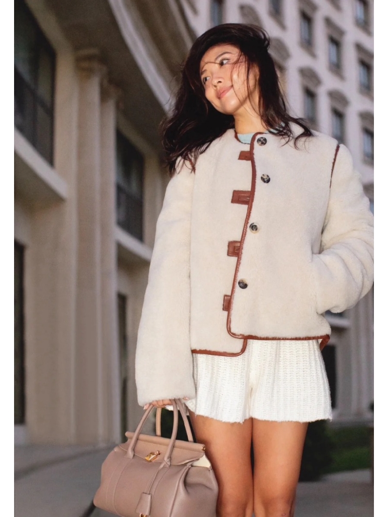 Loro Piana South African Shearling Coat | Old Money Style | 100% Lamb Leather Trim
