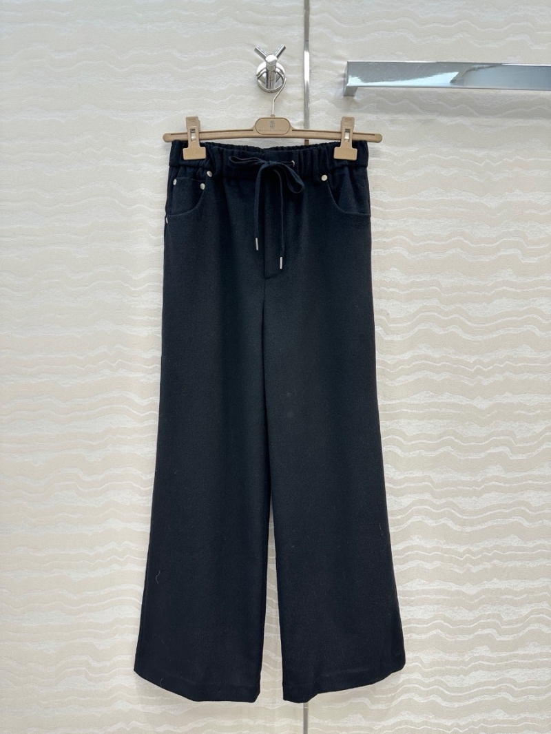 Brunello Cucinelli Imported Wool Straight-Leg Trousers | Minimalist Winter Pants | Black